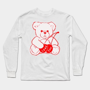 Cherry Valentines Teddy Bear Long Sleeve T-Shirt